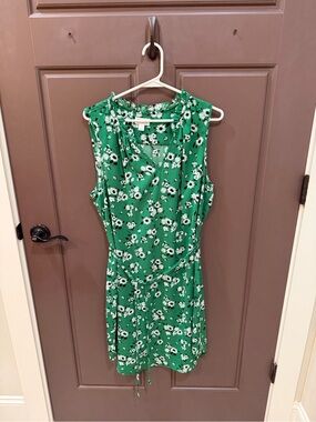 Market & Spruce Green Floral Tie-Waist Mini Dress